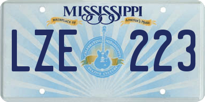 MS license plate LZE223