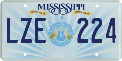 MS license plate LZE224
