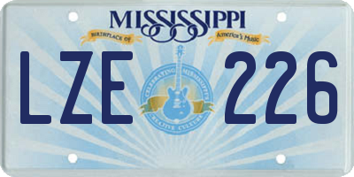 MS license plate LZE226