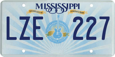MS license plate LZE227