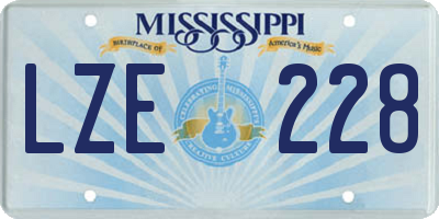 MS license plate LZE228