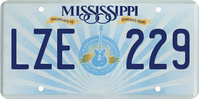 MS license plate LZE229