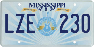 MS license plate LZE230