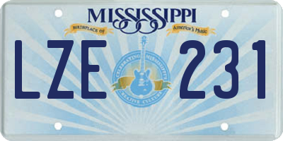 MS license plate LZE231