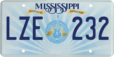 MS license plate LZE232