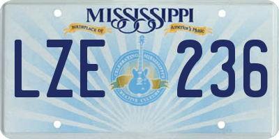 MS license plate LZE236