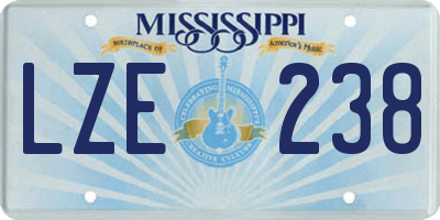 MS license plate LZE238