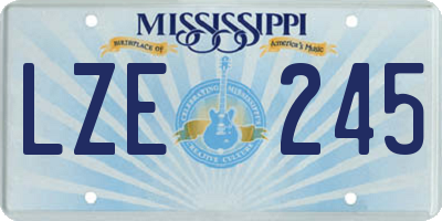 MS license plate LZE245