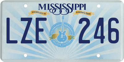 MS license plate LZE246