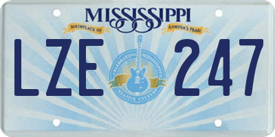 MS license plate LZE247