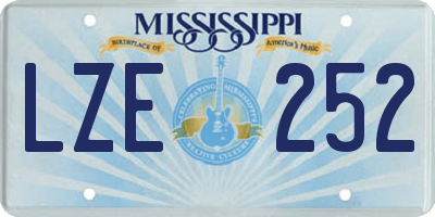 MS license plate LZE252