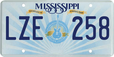 MS license plate LZE258