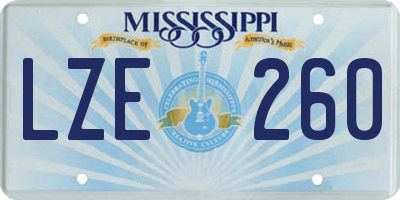 MS license plate LZE260