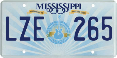 MS license plate LZE265
