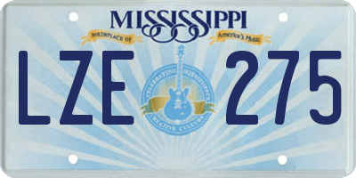 MS license plate LZE275