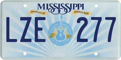 MS license plate LZE277