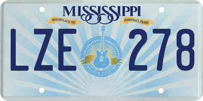 MS license plate LZE278