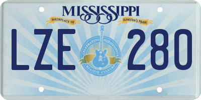 MS license plate LZE280