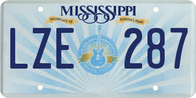 MS license plate LZE287