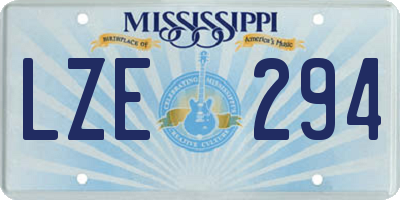 MS license plate LZE294