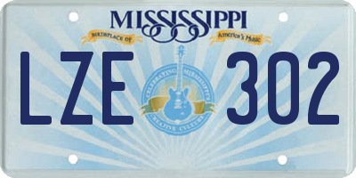 MS license plate LZE302