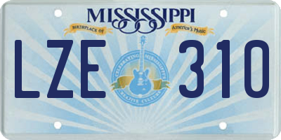 MS license plate LZE310