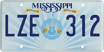 MS license plate LZE312