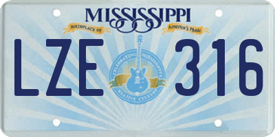 MS license plate LZE316