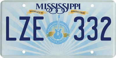 MS license plate LZE332