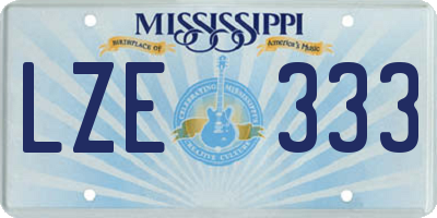 MS license plate LZE333