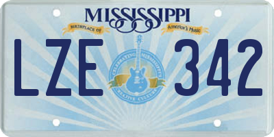 MS license plate LZE342