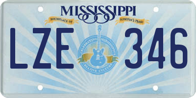 MS license plate LZE346