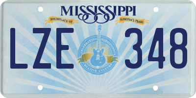 MS license plate LZE348