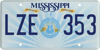 MS license plate LZE353