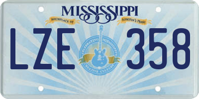 MS license plate LZE358