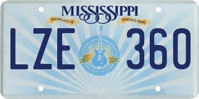 MS license plate LZE360