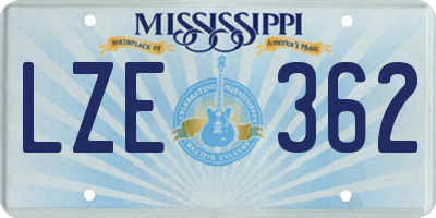 MS license plate LZE362
