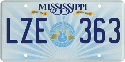 MS license plate LZE363