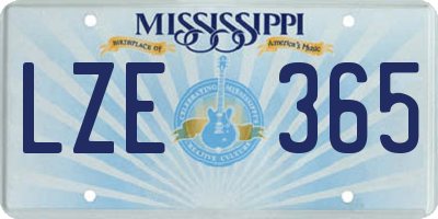 MS license plate LZE365