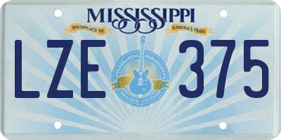 MS license plate LZE375