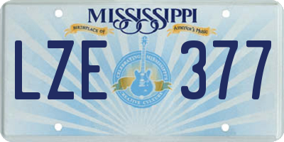 MS license plate LZE377