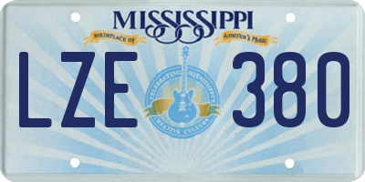 MS license plate LZE380