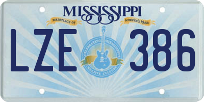 MS license plate LZE386