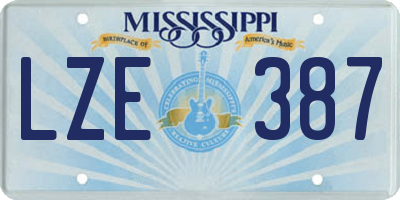 MS license plate LZE387