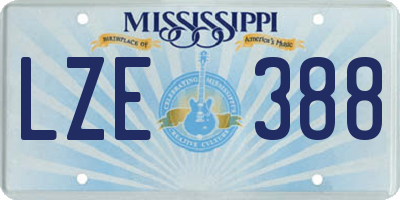 MS license plate LZE388