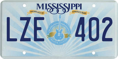 MS license plate LZE402