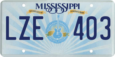MS license plate LZE403
