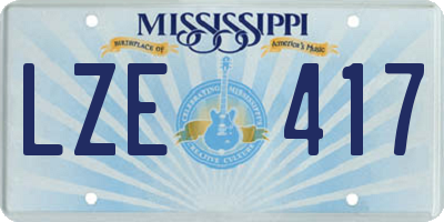 MS license plate LZE417