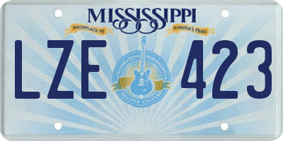 MS license plate LZE423
