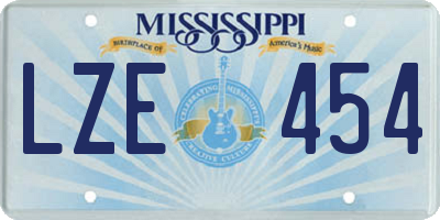 MS license plate LZE454